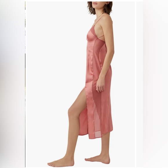 NWT Free People -Peach City Cool Midi Chemise/dress Adjustable straps  M - Picture 4 of 14